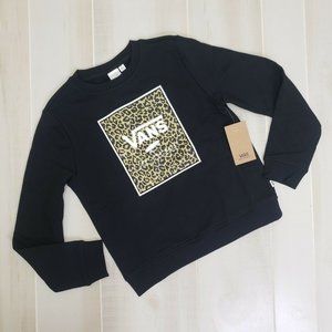 Vans Girls New Pullover Sweatshirt Black Leopard